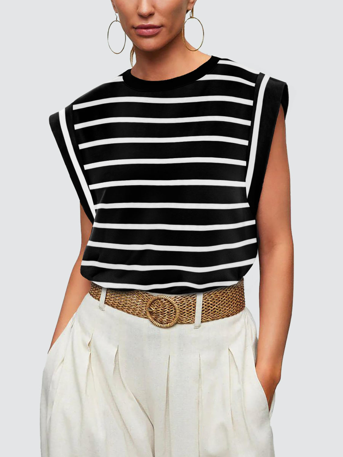 Striped Round Neck Tank