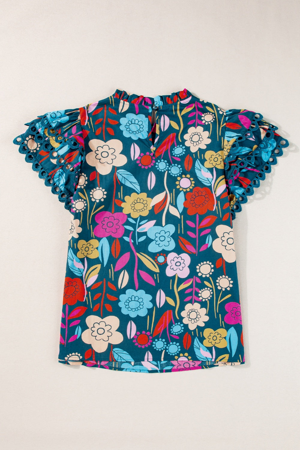 Printed Round Neck Short Sleeve Blouse