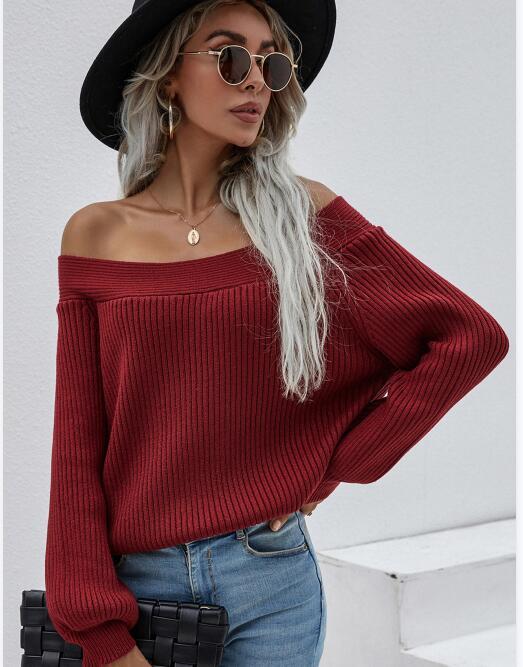 Women's T-Neck Pullover Long Sleeve Sweater